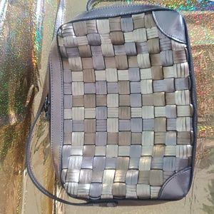 Vintage Metallic Gold Basket Woven Purse